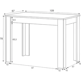 Dmora Lowell 109 x 78 x 67 cm weiß/eiche