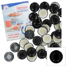 50er Deckelset TO43 Schwarz Deckel Sturzgläser Rundrand Einkochen Konservieren Ersatzdeckel