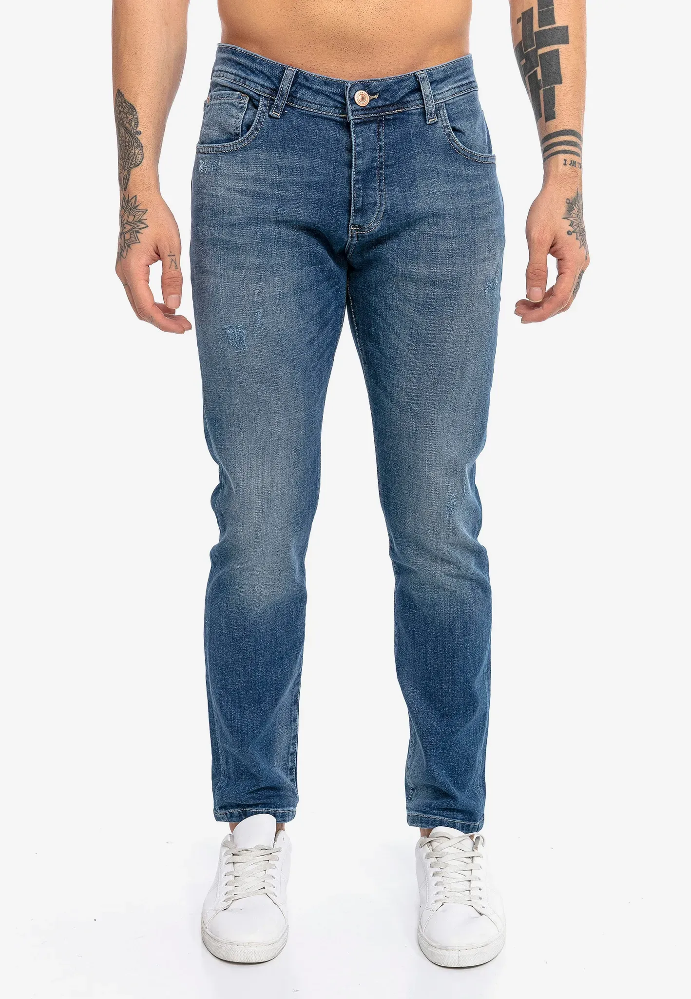 Slim-fit-Jeans REDBRIDGE "Newport News Faded Wave" Gr. 33, Länge 30, blau Herren Jeans Slim Fit mit cooler Waschung