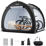 Vevor Fahrradzelt, 4 bis 5 Fahrräder, geräumige Fahhrradgarage mit belüftetem Fenster, fächerförmige Fahrradschuppe mit hochfestem Fiberglas & Doppeltür, 1706x2133x1524 mm