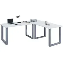 VCM Eckschreibtisch Lona 50 U weiß/silber
