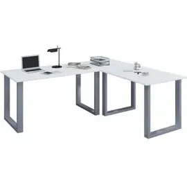 VCM Eckschreibtisch Lona 50 U weiß/silber
