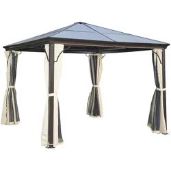 Outsunny Pavillon Metall, Aluminiumlegierung, Polyester, PC-Platte