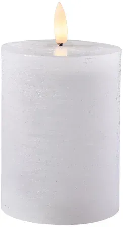 LED Echtwachskerze D7,5H12cm 2xAA Batterien mit Timer  - weiß