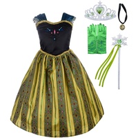 Lito Angels Prinzessin Anna Krönung Kleid Kostüm mit Zubehör für Kleinkind Mädchen, Größe 3-4 Jahre 104, Grün