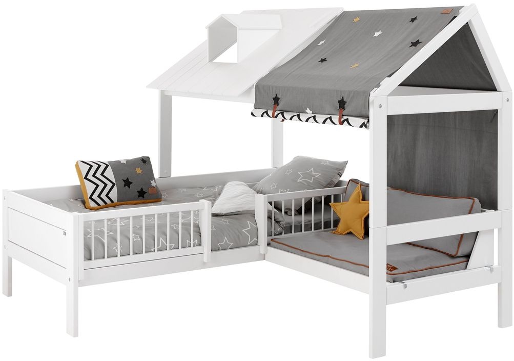 LIFETIME Kinderbett mit angebautem Sofa und Dach - Ferienhaus