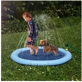 Bestlivings Badespielzeug Sprinklermatte für Kinder & Hunde (1-tlg), robustes PVC, Gartenschlauchanschluss, Anti-Rutsch Beschichtung blau 170 cm x 10 cm