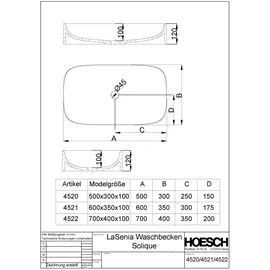 Hoesch Lasenia Aufsatzwaschtisch 70 x 40 cm (4522.010)