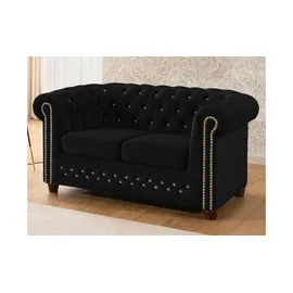 S-Style Chesterfield Polstergarnitur 2+1 Cleo Blink ¦ schwarz ¦ Maße (cm): B: 148 H: 72