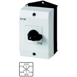 Eaton 207119 Spannungsmesserumschalter, T0, 20 A, Aufbau, 3 Baueinheit(en), Kontakte: 6, 60 °, rastend, ohne 0-Stellung, Phase/Phase-Phase/N,