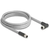 DeLock 80543 Sensor-/Aktor-Kabel M12 Kabel L-kodiert 5 Pin Stecker gerade zu Buchse rechts gewinkelt PUR