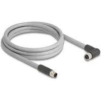DeLock 80543 Sensor-/Aktor-Kabel M12 Kabel L-kodiert 5 Pin Stecker gerade zu Buchse rechts gewinkelt PUR