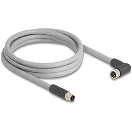 DeLock 80543 Sensor-/Aktor-Kabel M12 Kabel L-kodiert 5 Pin Stecker gerade zu Buchse rechts gewinkelt PUR