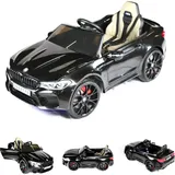 ES-Toys Elektro Kinderfahrzeug "BMW M5" - lizenziert - 12V7A Akku, 2 Motoren MP3, Ledersitz Schwarz