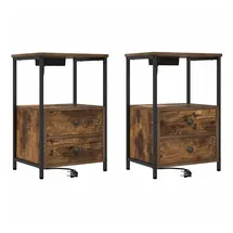 vidaXL Nachtschrank mit Speicher 40 x 31 x 60 cm Geräucherte Eiche
