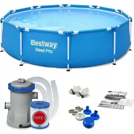 BESTWAY Steel Pro Frame Pool Set 366 x 76 cm inkl. Filterpumpe