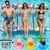 Aufblasbare Wasserhängematte 4 in 1 Pool Luftmatratze mit Netz und Starker