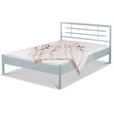 BedBox Metallbett Modell Lia mit klassischem Kopfteil, stabil und langlebig grau|silberfarben 140 cm x 200 cm