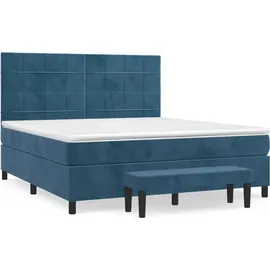 vidaXL Boxspringbett mit Matratze Dunkelblau 180x200 cm Samt