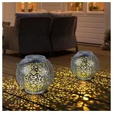 Expo Börse Solarlampe Tischlampe Hängeleuchte Außen Balkonleuchte Kugel schwarz LED 2er Set