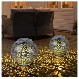 Expo Börse Solarlampe Tischlampe Hängeleuchte Außen Balkonleuchte Kugel schwarz LED 2er Set