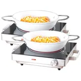 Rosenstein & Söhne Kochplatten: Mobiles Glaskeramik-Kochfeld mit Infrarot-Wärme, 2.000 Watt, 2er-Set (Einzel Kochplatte, Einzel-Kochfeld, Induktionskochplatte)