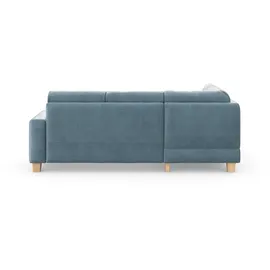 Home Affaire Ecksofa HOME AFFAIRE "Summer L-Form", blau (blau, grau), B:236cm H:91cm T:170cm, 100% Polyester, Sofas, Ecksofa, mit Ottomane, wahlweise mit Bettfunktion und Bettkasten, Cord-Bezug