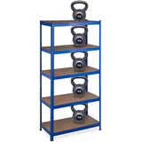 Relaxdays Schwerlastregal, HBT: 180x90x45 cm, bis 1325kg, 5 Ebenen, Lagerregal Speisekammer, Keller, Garage, Stahl, blau