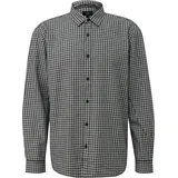 QS Regular Fit: Karohemd aus Baumwollflanell - schwarz|weiß - M