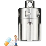 Pillendose Schlüsselanhänger, Mini Titan Metall Anhänger Wasserdicht Tablettenbox, Tragbare Tablettendose für Unterwegs, Kompakt Täglich Pillenkapsel Pillenetui Antibabypille Pillenbehälter