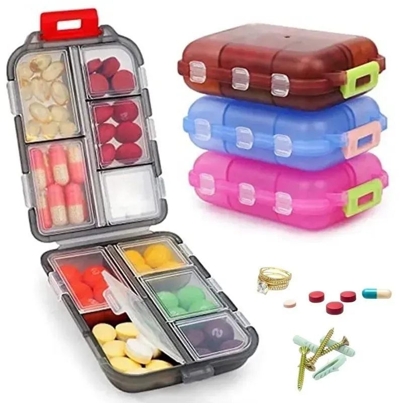 1pc 10-fach Pille Fall Tragbare Reise Pille Veranstalter Tasche Pille Box Dispenser Vitamin Fisch Öl Medizin Box