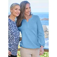GOLDNER Elegante Bluse mit Zierblende, Rundhals in blau | Gr.: 42
