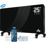 Kesser KESSER® Glaskonvektor Glasheizung Elektroheizkörper APP WiFi Funktion Inkl. Fernbedienung Elektroheizung Stand- oder Wand Heizung Heizkörper Touchscreen ? LCD-Display ? Timer 2500 Watt