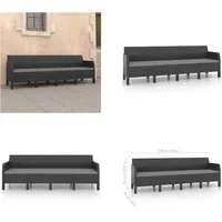 vidaXL 4 Sitzer Gartensofa mit Kissen Anthrazit PP Rattan - Gartensofa - Gartensofas - Lounge - Loungen - Grau