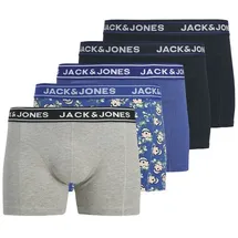 JACK & JONES JACKINGSTON SKULL TRUNKS 5er Pack light grau melange / navy blazer / dazzling blau XL