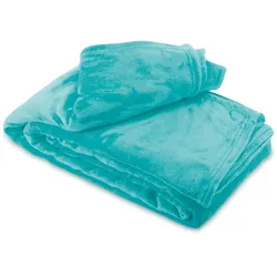 Leonado Vicenti Kuscheldecke Petrol 220x240 cm Wolldecke Fleece extra weiche Wohndecke Sofa