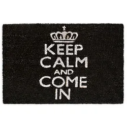 relaxdays Kokosmatte KEEP CALM AND COME IN schwarz 40,0 x 60,0 cm