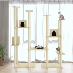 Kratzbaum XXL – 174 cm, Creme, mit Sisalpfosten & Kuschelhöhle