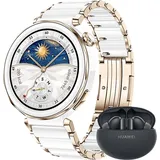 Huawei Watch GT 5 Pro 42 mm Keramikweiß Keramik-Armband + FreeBuds 5i Bundle