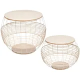 ATMOSPHERA CREATEUR D'INTERIEUR Atmosphera - Set aus 2 Couchtischen - Metall & Rattan - weiß - Weiß