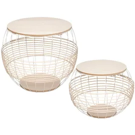 ATMOSPHERA CREATEUR D'INTERIEUR Atmosphera - Set aus 2 Couchtischen - Metall & Rattan - weiß - Weiß