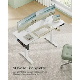 Songmics elektrisch höhenverstellbarer Schreibtisch weiß rechteckig, C-Fuß-Gestell weiß 140,0 x 60,0 cm