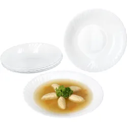 6x Suppenteller Arkona Opalglas 320ml 21,8cm weiß Teller tief Pasta-Schale Salat