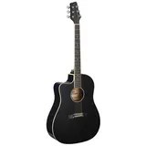 Stagg Cutaway, akustisch-elektrische Slope Shoulder Dreadnought Gitarre, Schwarz,