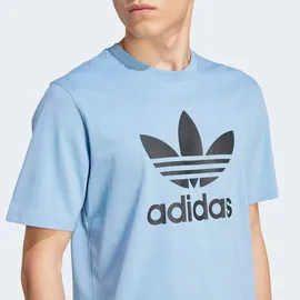 adidas T-Shirt ADIDAS ORIGINALS "TREFOIL T-SHIRT", Herren, Gr. L, ash blau, schwarz, Obermaterial: 100% Baumwolle, normal, Rundhals, Shirts T-Shirt, Basic Shirt mit großem Trefoil Logoprint