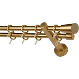 GARESA Gardinenstange GARESA "CLASSICO MOLIS", gold (goldfarben), L:460cm, Gardinenstangen, Vorhanggarnitur, verlängerbar, Wandmontage, Keil, mit Ringe und Haken