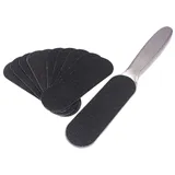 Pediküre Fußfeile Hornhautentferner für Abgestorbene Haut, Edelstahl Fußraspel Schrubber mit 10 Stück Fußfeilen Schleifpapier Ersatzpads