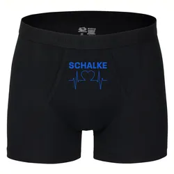 multifanshop Herren Boxer Short - Schalke - Herzschlag - Druck blau - Unterwäsche