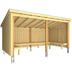 Gartenhaus PLUS "Nordic", beige (natur), Holz, Gartenhäuser, Grillhütte 9,5 m2, inkl. Dachpappe/Aluleisten/H-Füße