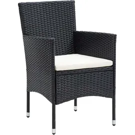 vidaXL 5-tlg. Garten-Bistro-Set Poly Rattan und Hartglas Schwarz